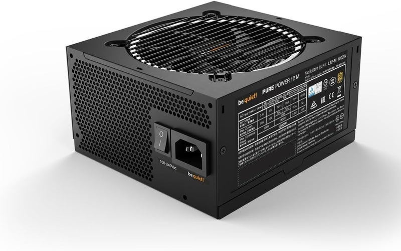 be quiet! Pure Power 12 M 1200W Modular Power Supply | 80 PlusÂ® Gold | ATX 3.1 | PCIe 5.0 GPUs and 6+2 pin connectors | 12VHPWR Cable Included | Silent 120mm be quiet! Fan - BN513 I 10 Year Warranty - Image 3