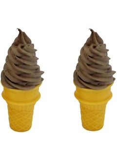 Generic 2 Pcs Simulated Ice Cream Artificial Lifelike Ice Cream Fake Ice Cream Food Model for Home Kitchen Cabinet Desk Shops Party Decor Sample Display Photography Props(Coffee)  - Image 1