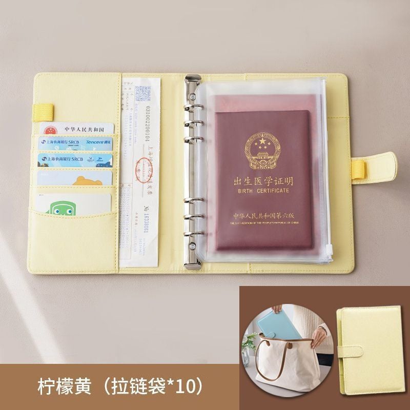 Card Bag Storage Bag Household Documents Household Register Book Vaccine Book Baby'S Birth Certificate Portable Passport Loose-Leaf Book - Image 1