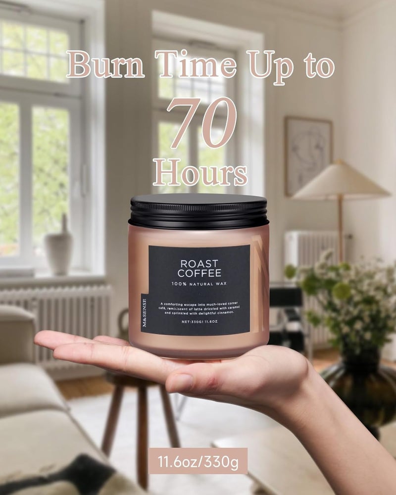 M&SENSE Coffee Candles Scented Strong, 2 Wick Jar Candle 11.6oz, 70 Hours Burning Time, Organic Natural Soy Wax Candle for Bedroom Kitchen Home Decor, Housewarming Gift for Men and Women - Image 4
