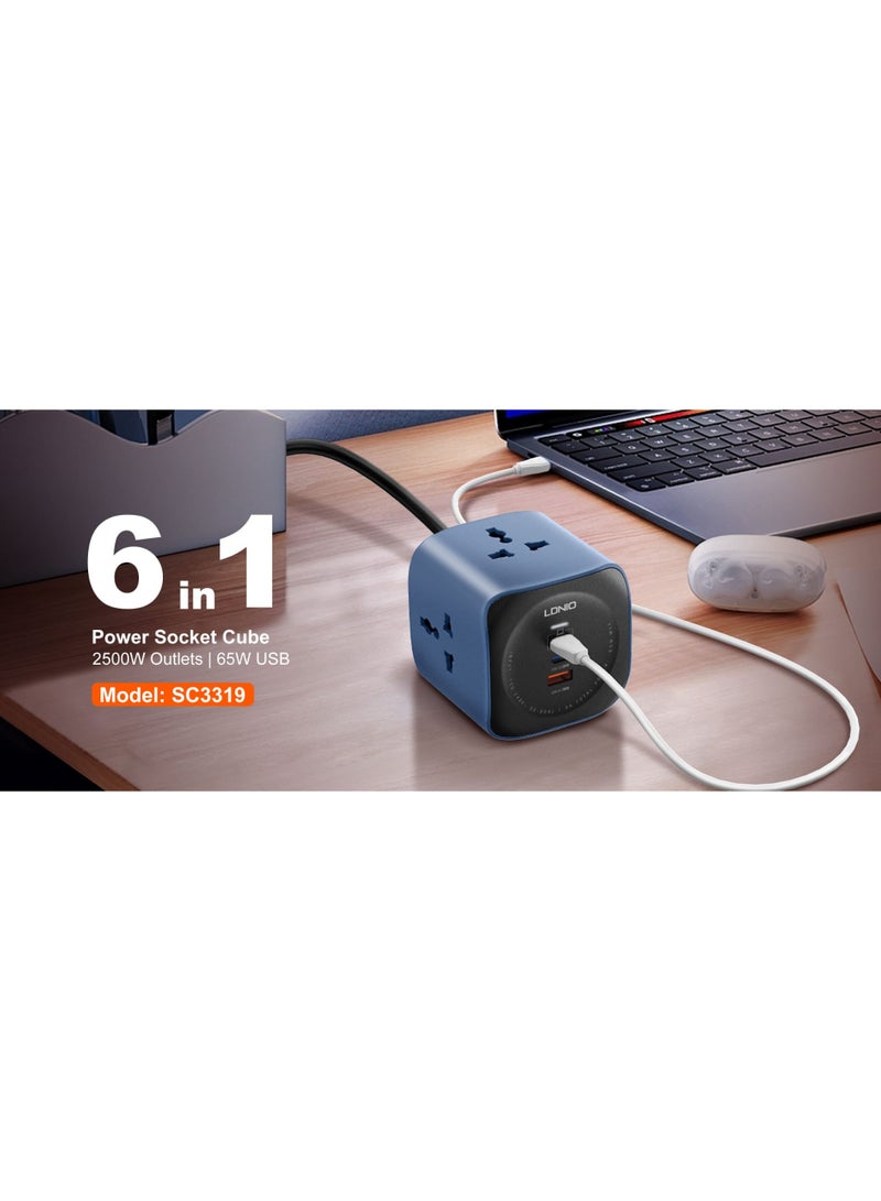 Ldnio SC3319 6-in-1 Charging Cube with 3 AC Outlets and 3 USB Ports - Image 5