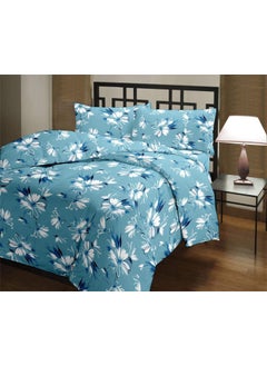 CK CREATION CK CREATION 100 Reversible Single Bed Doh Microfiber Polycotton Soft Light Weight Bed Dohar Use for All Season Sky Blue Flower 