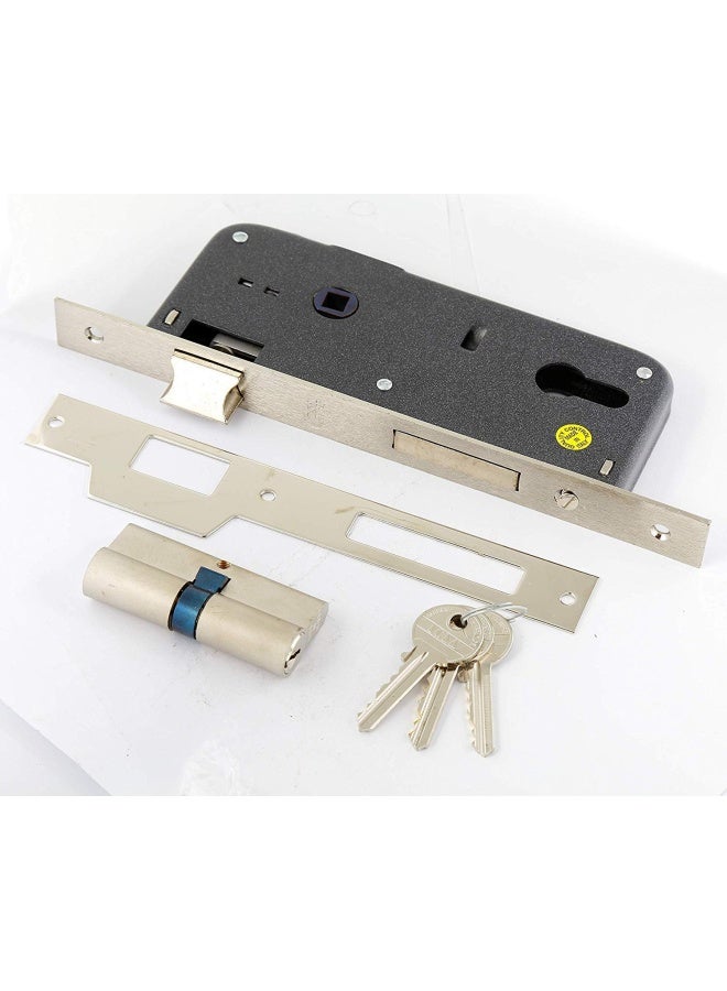 ROBUSTLINE Door Lockset Handle And Lockbody 85Mm Centre To Centre - Silver - Image 2