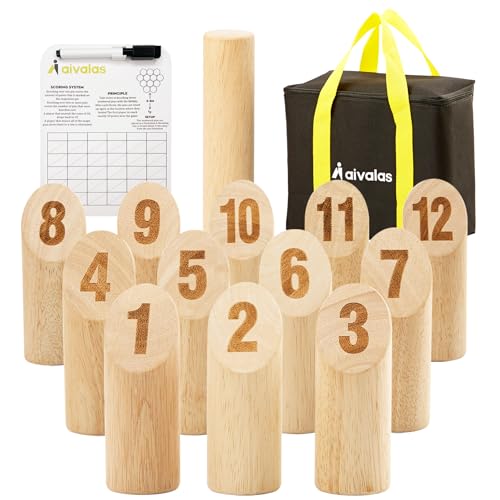 Aivalas Wooden Tossing Game Set 12PCS Numbered Block Toss Games with Scoreboard Carrying Case Outdoor Lawn Backyard Beach Game Gift for Toss Party Group - Image 1