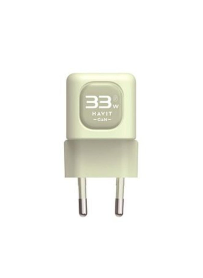 havit mini Charger Wall Charger with GAN technology and PPS 33W from PD +30 W Dual Port Smart Electric PD 3.0 Compatible Laptop with Mobile and Watch model UC230EU - light green  - Image 2