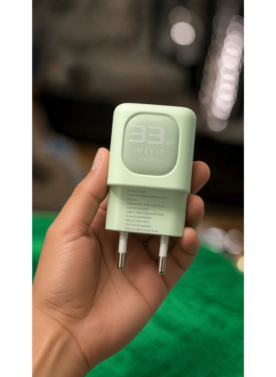 سعر ومواصفات هافيت Havit UC230EU شاحن حائط GaN بقوة 33 واط، بمنفذين USB-C يدعمان PD 3.0 وPPS، شحن سريع، مخرج PD بقوة 25 واط، محول طاقة صغير ومتوافق مع أجهزة Samsung وApple وXiaomi وRedmi واللابتوب والموبايل والساعة، اخضر (Z08122F459ECB6E9AE18DZ) على Noon EG