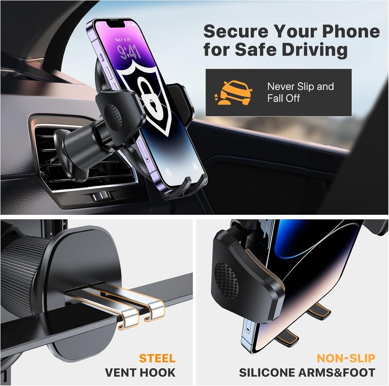 Miracase 2025 Car Phone Holder - Double Steel-Hook Air Vent Mount with 360° Rotation - Image 3