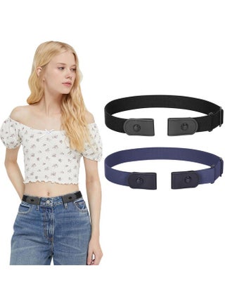 2 Pack No Buckle Belt For Women And Men Buckle Free Belt Plus Size For Jeans Pants (Black+Blue(No Nicklemetal) Pants Size 24"36") - pzsku/Z08123E95E609CD7DD832Z/45/_/1718301569/8c6ebb22-ab46-4060-908b-a02f90e17815