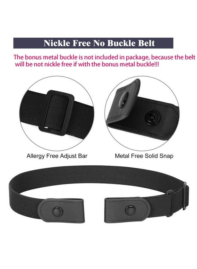 2 Pack No Buckle Belt For Women And Men Buckle Free Belt Plus Size For Jeans Pants (Black+Blue(No Nicklemetal) Pants Size 24"36")