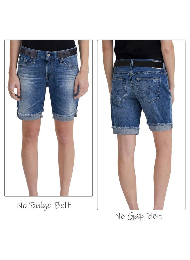 2 Pack No Buckle Belt For Women And Men Buckle Free Belt Plus Size For Jeans Pants (Black+Blue(No Nicklemetal) Pants Size 24"36")