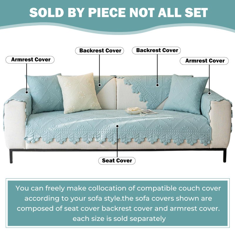 XSlive Cotton Quilted Dog Couch Cover for Sofa Farmhouse Rustic Embroidery Sectional Couch Cover Soft Anti-Slip Sofa Slipcover Furniture Protector for Kids, Pets (Blue,28"x35") - Image 2