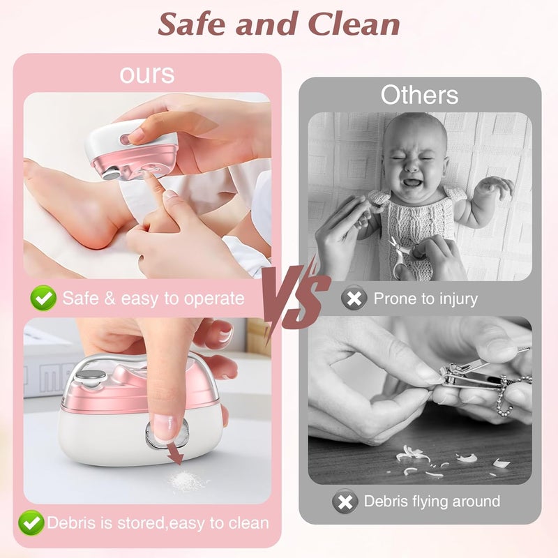 SJet Electronic Nail Clipper 4 in 1 Trimmer with Light, Polisher, UV Light & Nail Scraps Storage - Rechargeable Portable Kit for Baby, Kids, Seniors and Adult (White) - Image 3