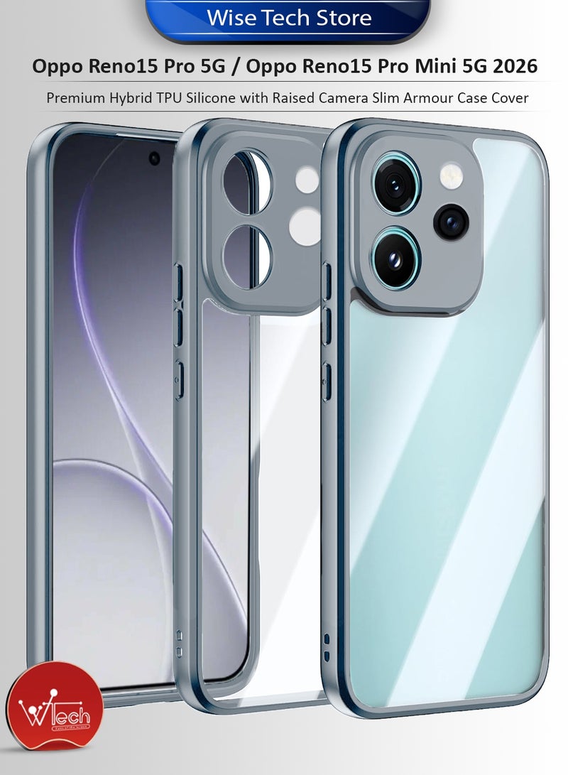 Wtech Oppo Reno15 Pro 5G / Oppo Reno15 Pro Mini 5G 2026 Hybrid TPU Silicone with Raised Camera Slim Armour Case Cover (MCAPSA) - Clear/Grey - Image 1