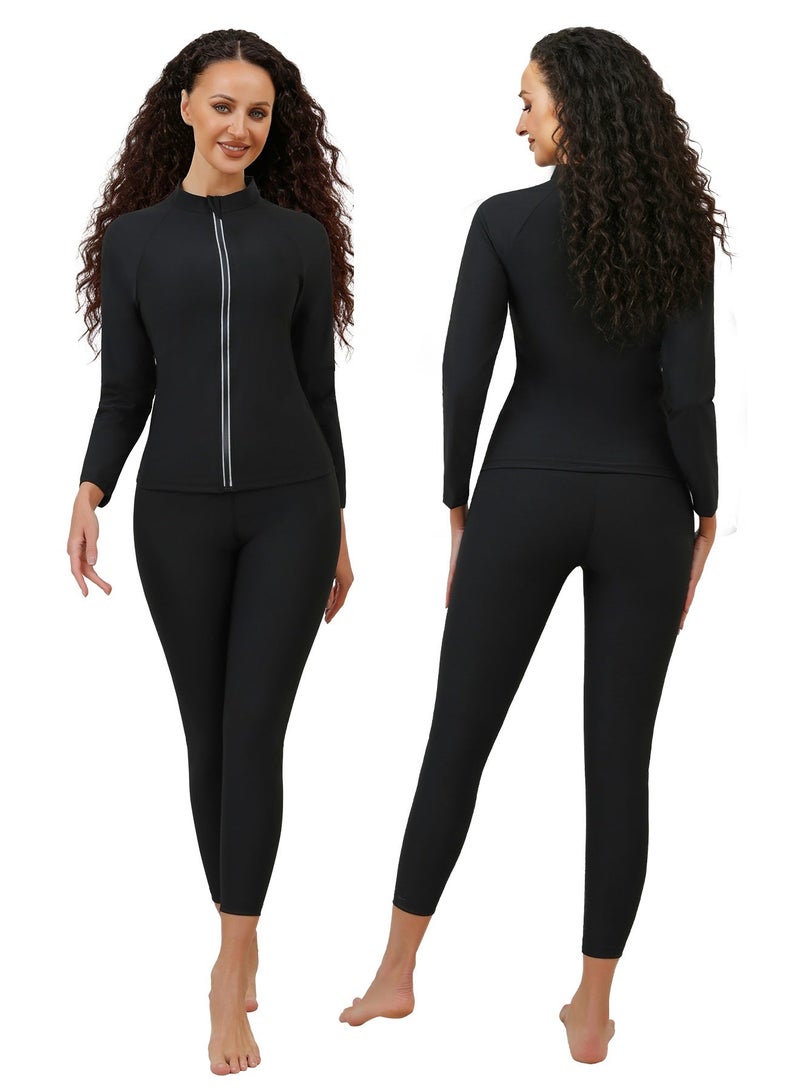 فوريول طقم ساونا نسائي مكون من قطعتين (جاكيت + بنطال) - مصنوع من قماش فاخر لتعزيز التعرق ونحت الجسم - Image 4