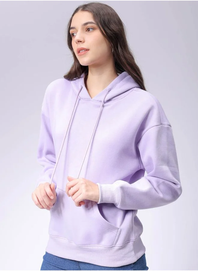 Freehand Women Boxy Fit Graphic Print Hooded Sweatshirt