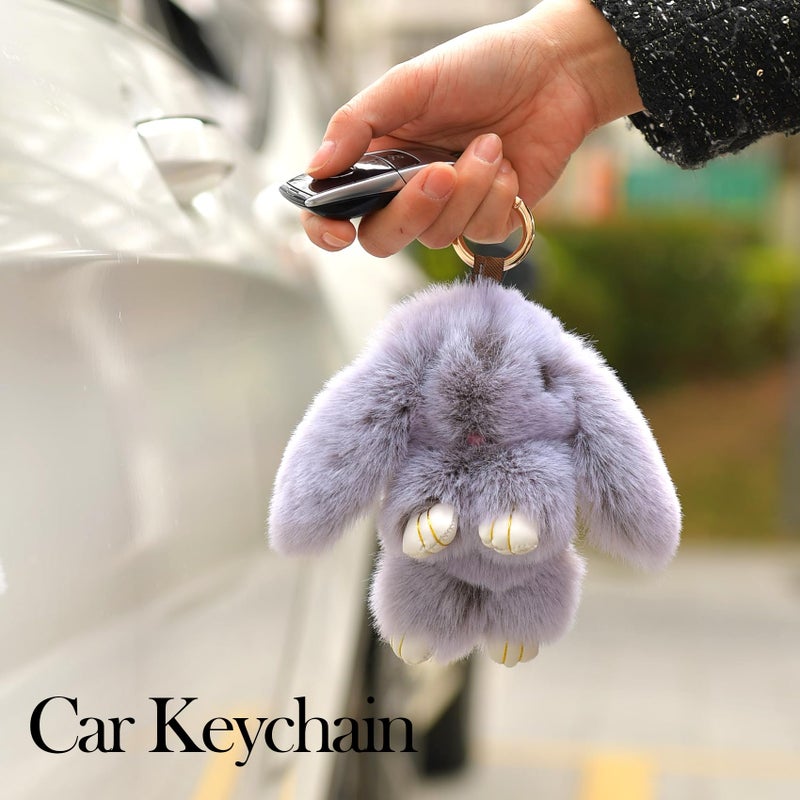 YILANFULL Bunny Keychain Handmade Soft Plush Keychains Cute Rabbit Fur Stuffed Animal Key Chain Strawberry Keyring Bag Handbag Charms Women - Image 3