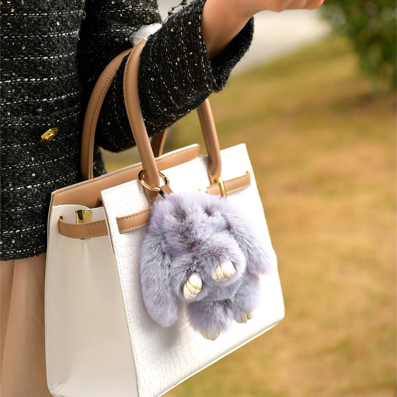 YILANFULL Bunny Keychain Handmade Soft Plush Keychains Cute Rabbit Fur Stuffed Animal Key Chain Strawberry Keyring Bag Handbag Charms Women - Image 2