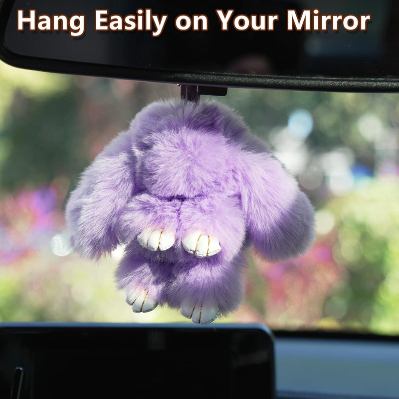 YILANFULL Bunny Keychain Handmade Soft Plush Keychains Cute Rabbit Fur Stuffed Animal Key Chain Strawberry Keyring Bag Handbag Charms Women - Image 4