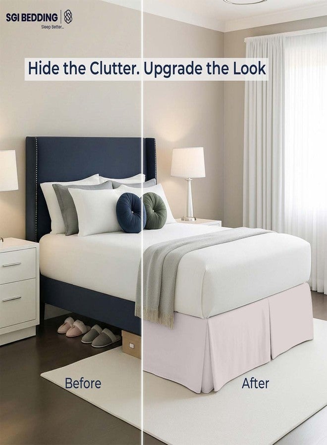 SGI bedding تنورة سرير SGI مقاس كينج، 9 بوصات، بتصميم منصة مع تثبيت محكم، ومظهر كلاسيكي أنيق، وحافة مكشكشة أنيقة، وزوايا مشقوقة، مصنوعة من ألياف دقيقة مقاومة للتجاعيد - رمادي فاتح - Image 5
