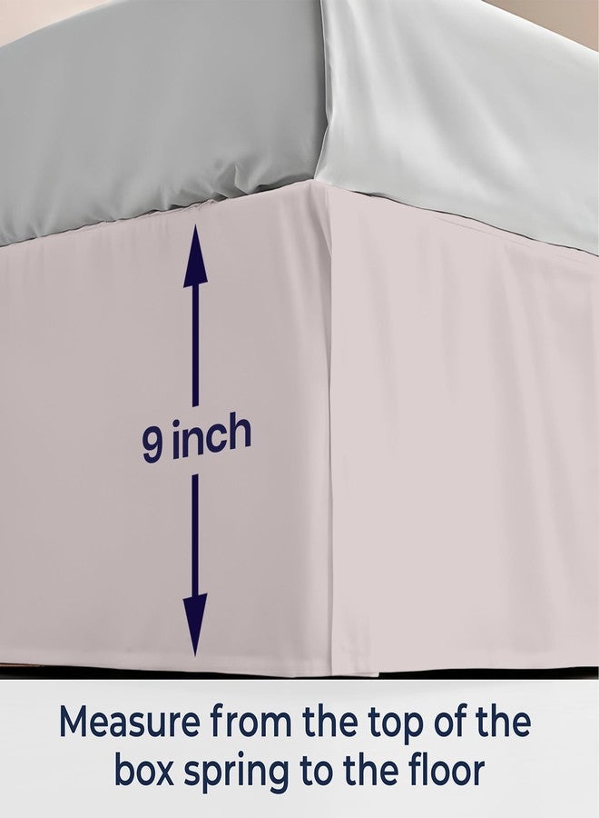SGI bedding تنورة سرير SGI مقاس كينج، 9 بوصات، بتصميم منصة مع تثبيت محكم، ومظهر كلاسيكي أنيق، وحافة مكشكشة أنيقة، وزوايا مشقوقة، مصنوعة من ألياف دقيقة مقاومة للتجاعيد - رمادي فاتح - Image 4