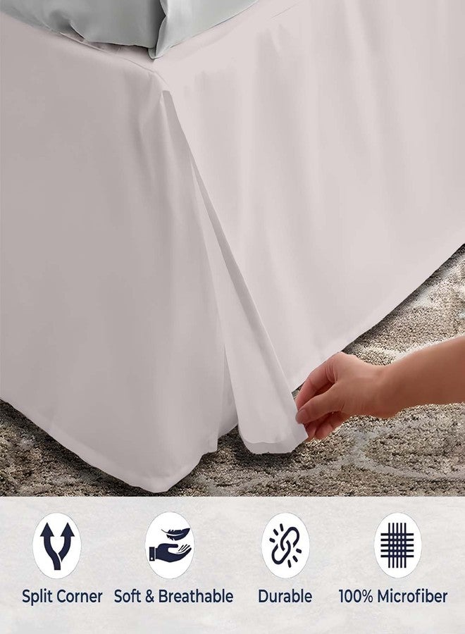 SGI bedding تنورة سرير SGI مقاس كينج، 9 بوصات، بتصميم منصة مع تثبيت محكم، ومظهر كلاسيكي أنيق، وحافة مكشكشة أنيقة، وزوايا مشقوقة، مصنوعة من ألياف دقيقة مقاومة للتجاعيد - رمادي فاتح - Image 3