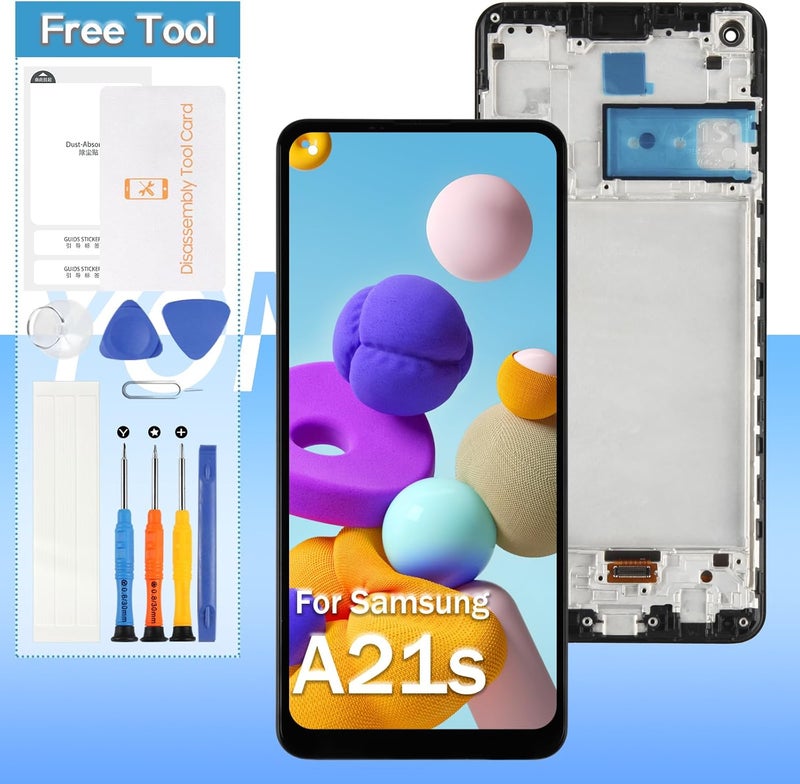 شاشة لجهاز Samsung Galaxy A21s LCD Display SM-A217F SM-A217F/DS SM-A217M SM-A217M/DS SM-A217N استبدال الشاشة تجميع لمس الرقمية (أسود مع إطار) - Image 1