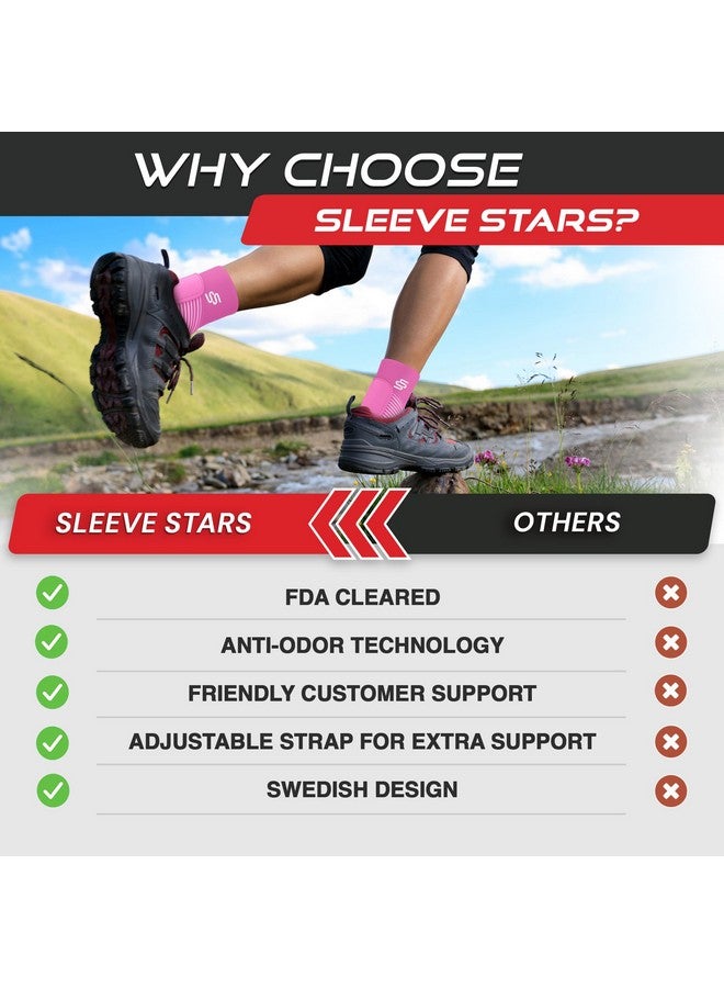 SS SLEEVE STARS Sleeve Stars Ankle Brace for Sprained Ankle, Plantar Fasciitis Relief Ankle Support for Women, Ankle Compression Sleeve w/ Strap (Single/Hot Pink)  - Image 4