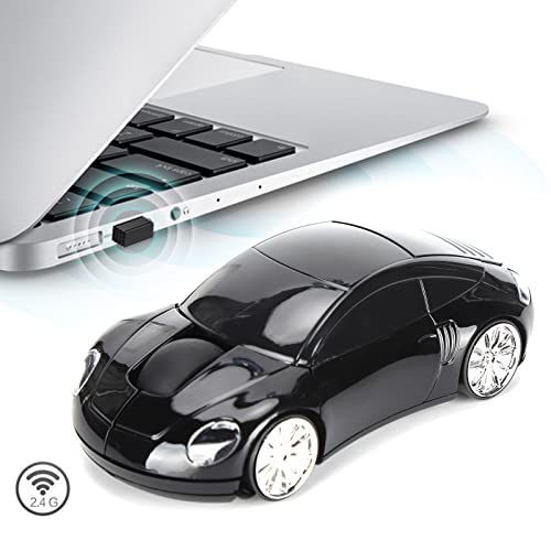 DIMU Laptop Mouse, Wireless Mouse Mini Car Shape Professional Optical Positioning with USB Receiver for Laptop for Computers for Office(Black) - Image 4
