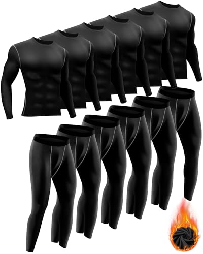 Hicarer 6 Sets Mens Long Sleeve Compression Shirts Mens Compression Pants Running Leggings for Athletic Workout SportsClassic ColorL - Image 1