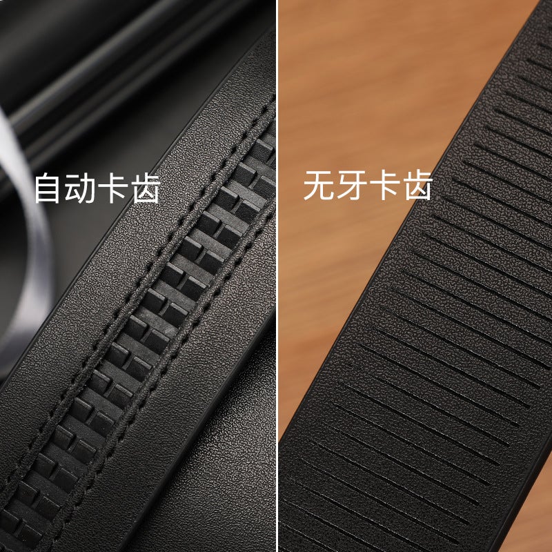 Leather Belt Men'S Leather Business Toothless Automatic Belt Men'S Crocodile Pattern First Layer Cowhide High-End Trouser Belt Genuine Goods - Image 3