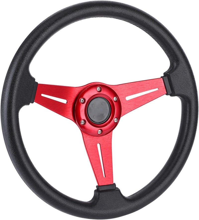 Sorandy Universal Racing Steering Wheel, 14Inch/350mm Racing Car Drifting Steering Wheel for, Car Sim Driving, JDM (Red) - Image 1