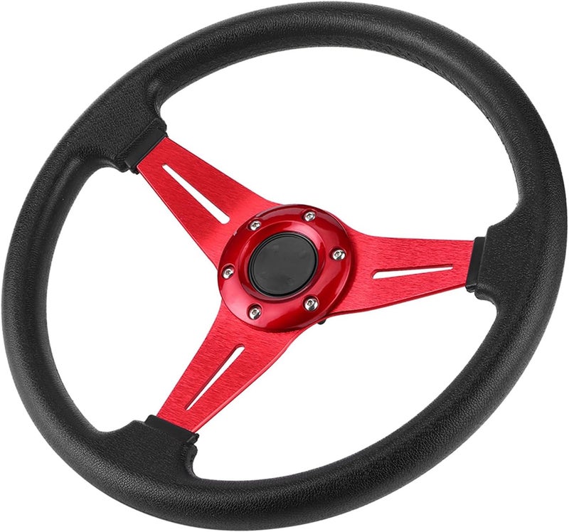 Sorandy Universal Racing Steering Wheel, 14Inch/350mm Racing Car Drifting Steering Wheel for, Car Sim Driving, JDM (Red) - Image 5