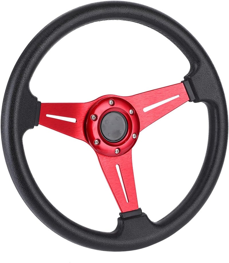 Sorandy Universal Racing Steering Wheel, 14Inch/350mm Racing Car Drifting Steering Wheel for, Car Sim Driving, JDM (Red) - Image 3