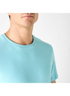 Iconic Iconic Textured T-shirt with Crew Neck and Short Sleeves  - Image 4