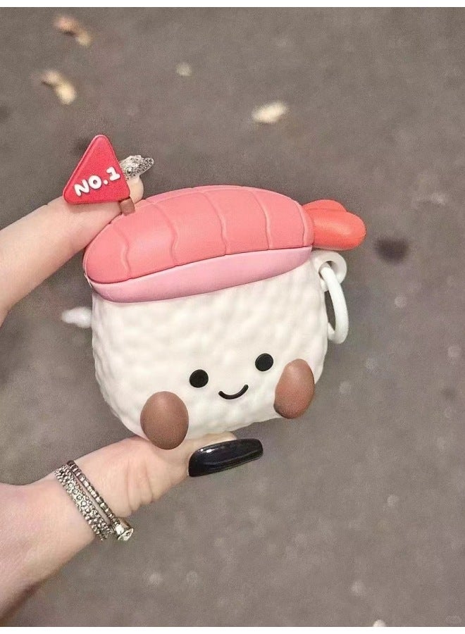 Cartoon Three-color Cloth Cloth For Airpods4 Apple Wireless Bluetooth Earphone Case 1/2/3/Pro2 Earphone Case-Color:Sushi + Hook-Applicable Models:Airpods 3rd Generation - Image 1