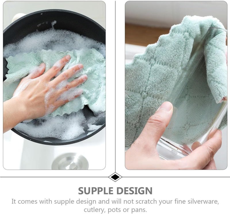 SHERCHPRY 20pcs Super Absorbent Dish Towels Thickened Kitchen Dishcloths Multi-Function Washing Rags for Household Cleaning in Green and Gray - Image 3