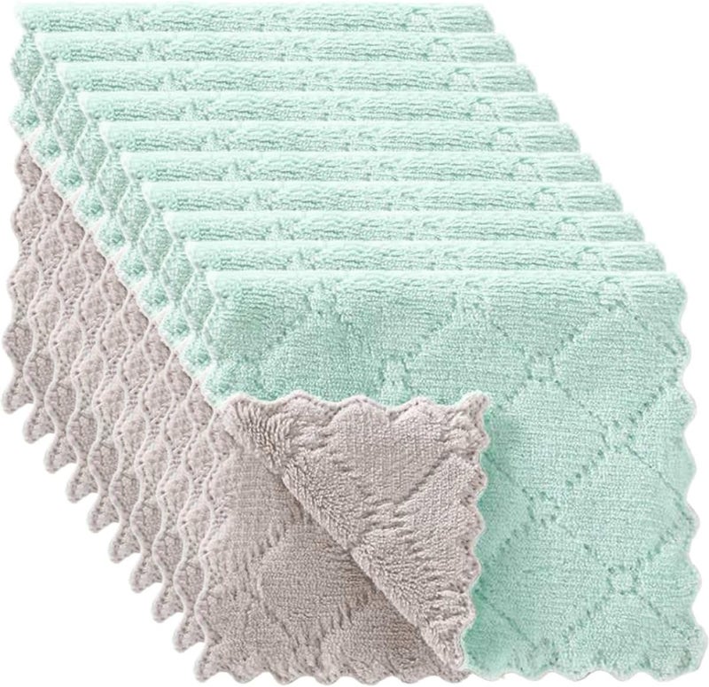 SHERCHPRY 20pcs Super Absorbent Dish Towels Thickened Kitchen Dishcloths Multi-Function Washing Rags for Household Cleaning in Green and Gray - Image 1