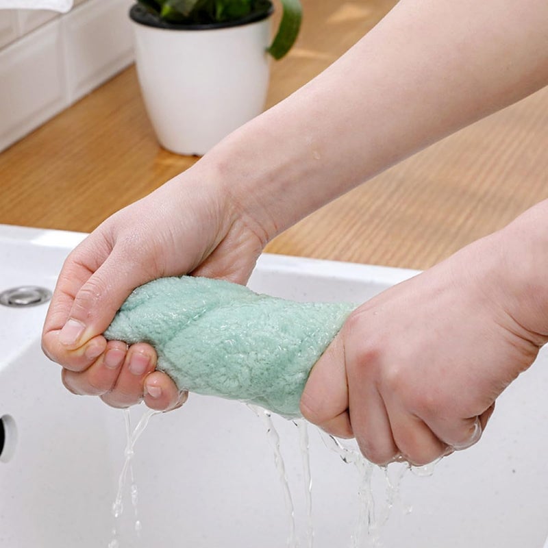 SHERCHPRY 20pcs Super Absorbent Dish Towels Thickened Kitchen Dishcloths Multi-Function Washing Rags for Household Cleaning in Green and Gray - Image 5