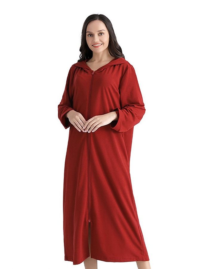 HOMESTAR Long zip-up bathrobe with hood, perfect for vacations by the sea, and beach - Image 1