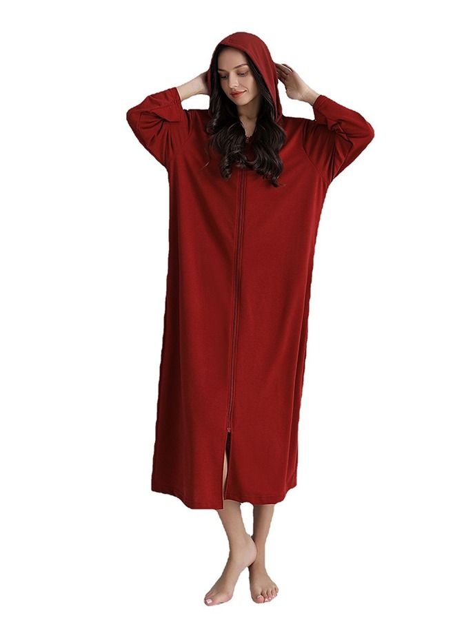 HOMESTAR Long zip-up bathrobe with hood, perfect for vacations by the sea, and beach - Image 4