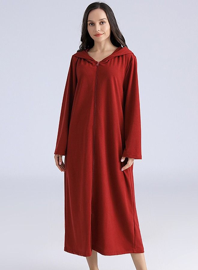 HOMESTAR Long zip-up bathrobe with hood, perfect for vacations by the sea, and beach - Image 3