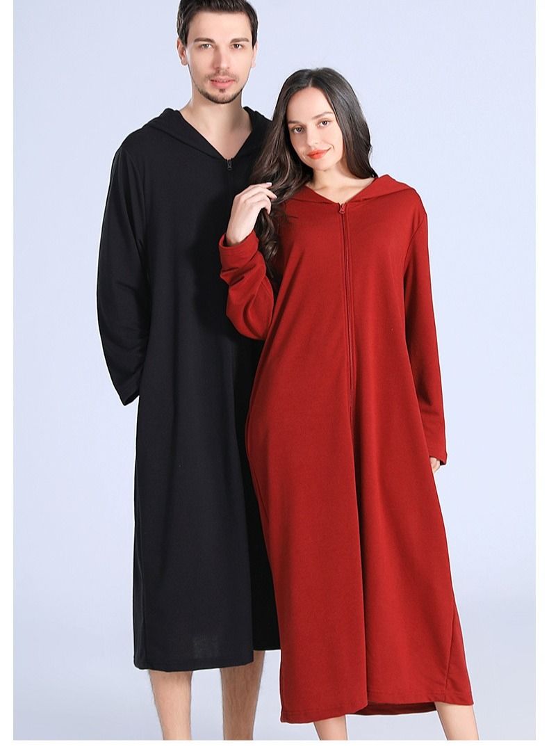 HOMESTAR Long zip-up bathrobe with hood, perfect for vacations by the sea, and beach - Image 5