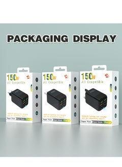 Generic 150W UK 6 Ports Multifunctional Super Fast Charging Adapter Mobile Phone Charger Travel Power Adapter Black  - Image 5