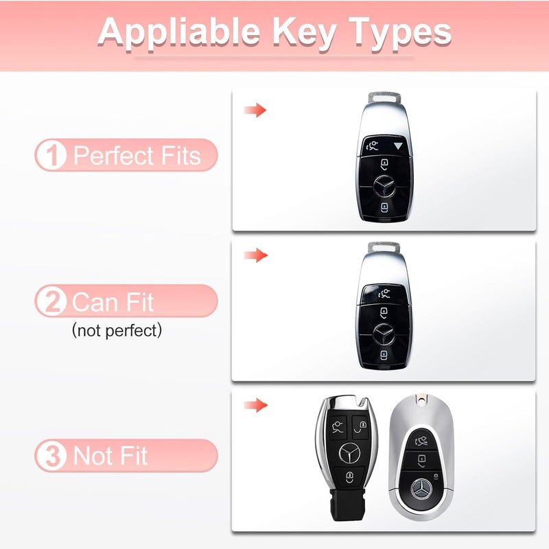 PANGPAI Pink Key Fob Cover for Mercedes Benz, Soft TPU Key Case Protection with Bling Keychain Fit for A-Class C-Class G-Class 2017-2020 E-Class S-Class - Image 2