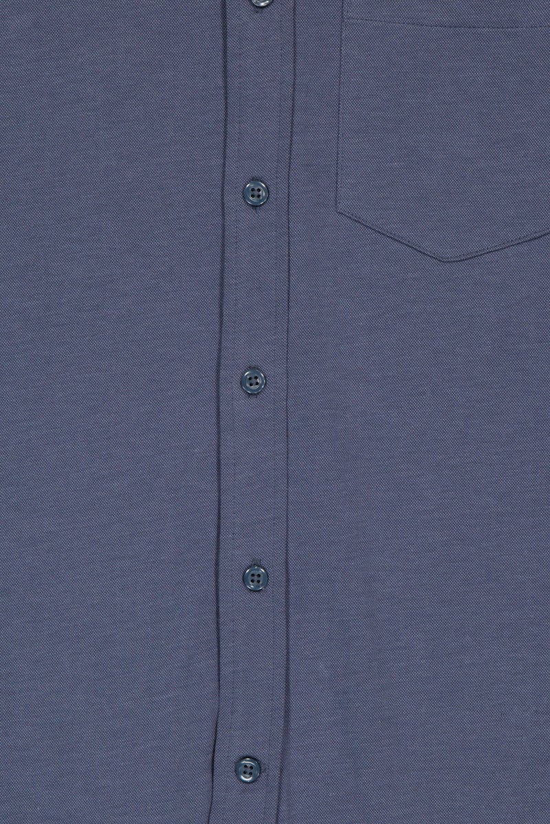 Celio Men Regular Fit Long Sleeve Heather Casual Shirt, Slate Blue - Image 5