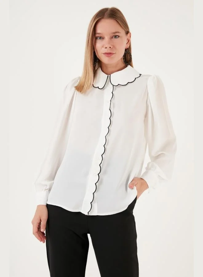 Lela Lela Collar Detail Regular Fit Chiffon Shirt Women's SHIRT 61114410