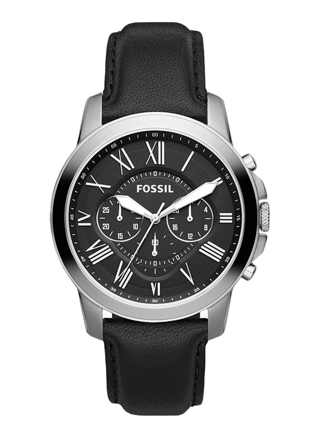 FOSSIL Men Grant Water Resistance Leather Chronograph Watch FS4812IE - 44 mm - Black - Image 1