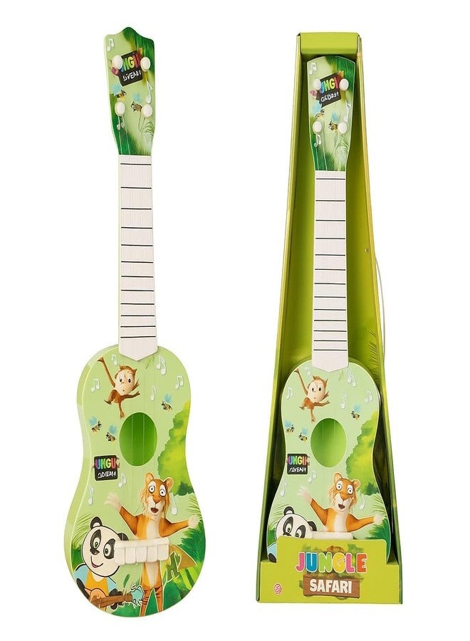 CIRBOX 17 Inch Kids Guitar Toy - Musical Instrument with Strings | Dinosaur, Jungle Safari, Unicorn & Space Designs | Educational Toy Gift for Boys & Girls 3+ | Pack of 1 (Green) - Image 1
