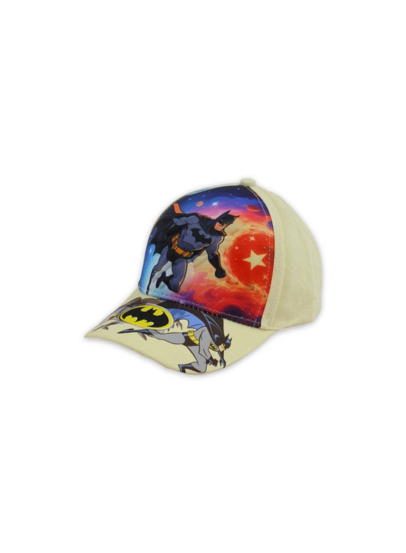Boys Cap – Beige with Batman Print - Image 1