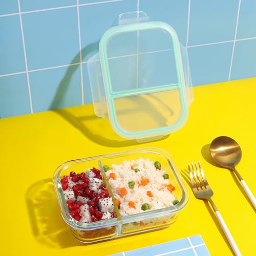 SOPL-OLIVEWARE Oliveware Elite Natural Glassware Bento Lunch Box Microwave Safe with 2 Compartment Set |Safety Lock Airtight Containers (600 ml) - Image 5
